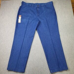 Haggar Work To Weekend Denim Mens Blue Plain Front Classic Fit Jeans 44 x 30 NWT